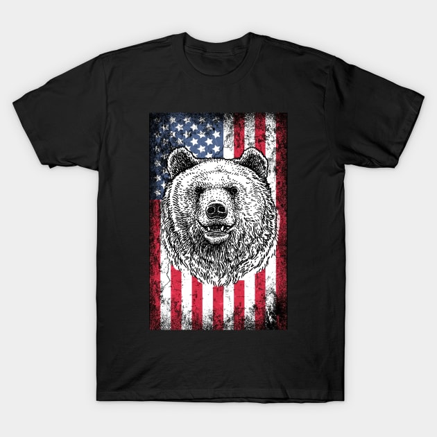 Patriotic Bear American Flag T-Shirt by Sinclairmccallsavd